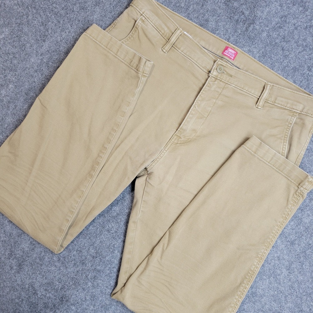 Levis‎ Chino Pants Mens 36x32 Brown Stretch Flat Front XX Standard Tapered Leg